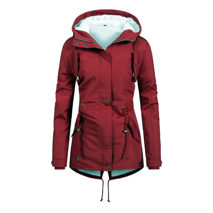 Damska Windproof Parka z polarowa Lining, taliowana Silhouette i ściągaczem Lumaza