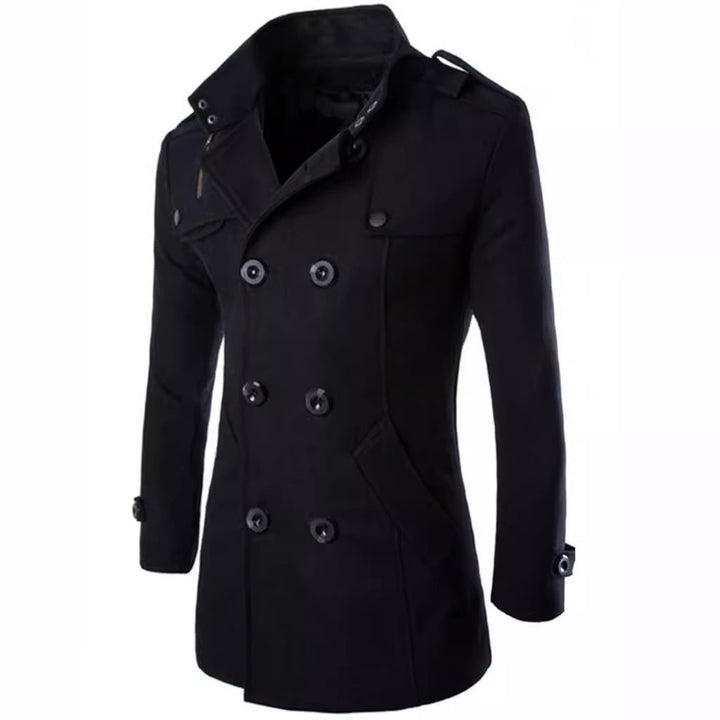 Męski krótki płaszcz w navy-inspired double-breasted z tailored krój