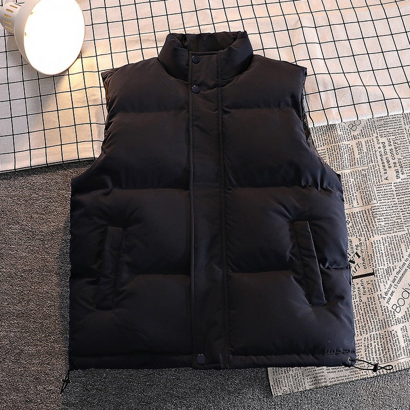Męski Pikowany Ocieplany Gilet z High Stójka, Ukryty Zamek &amp; Drawstring Dół