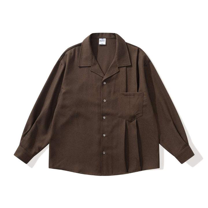 Unisex Oversize Kurtka koszulowa z Open Notch Kołnierz i Klatka piersiowa Kieszeń