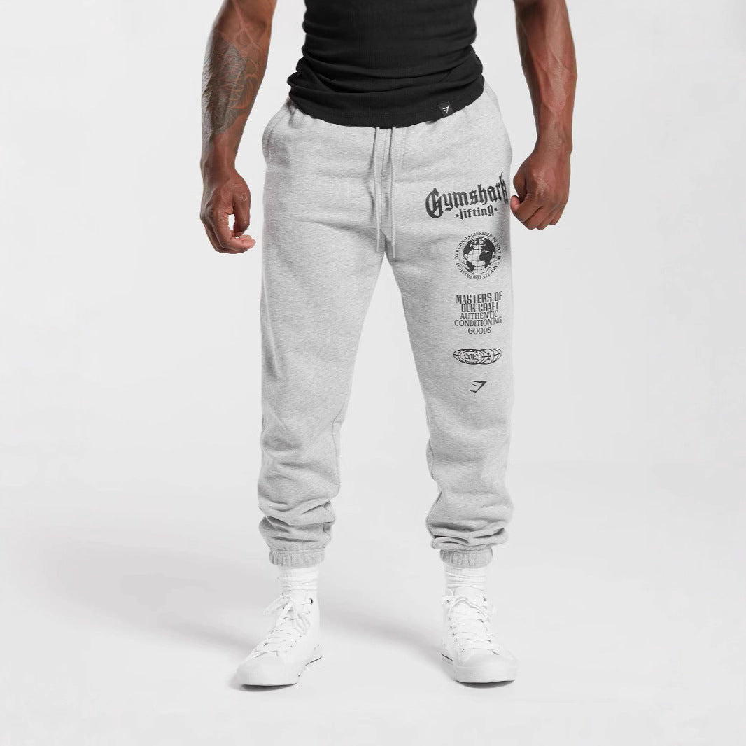 Męska tapered bawełna polar sweatpants z elastyczny ściągacz waistband, prążkowany nogawka otwory, i large logo print