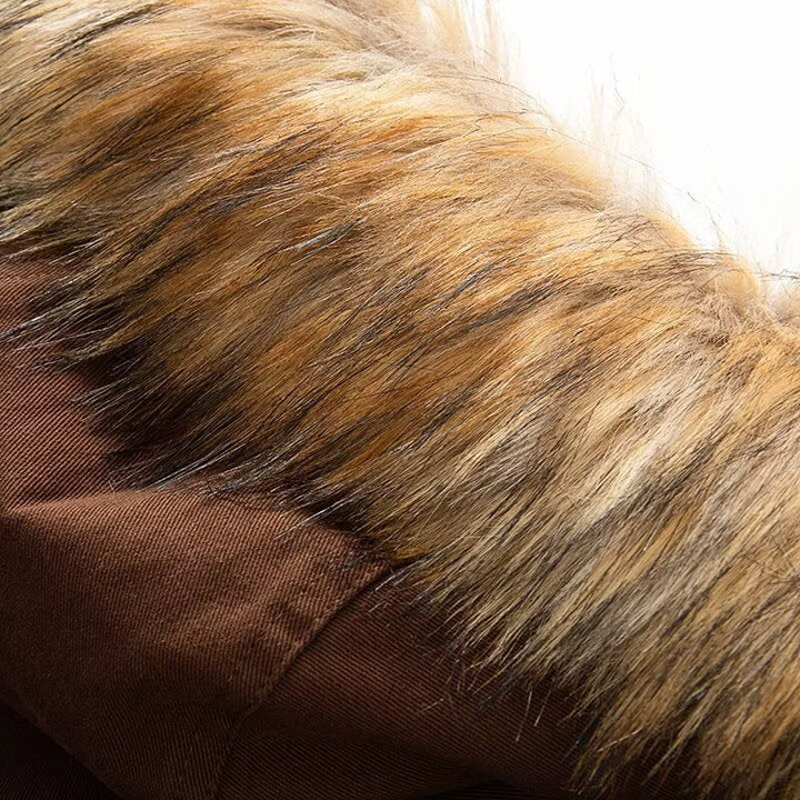 Damska pikowana Parka kurtka z Teddy Lining i Faux Fur Hood Lumaza