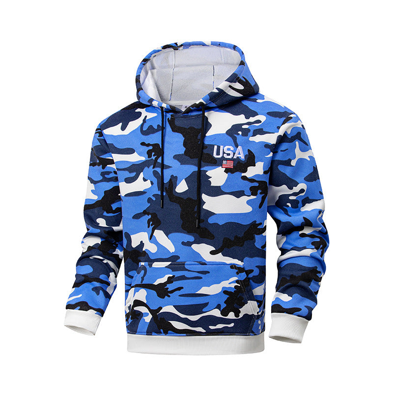 Męska sportowa bluza z kapturem z camouflage Wzór