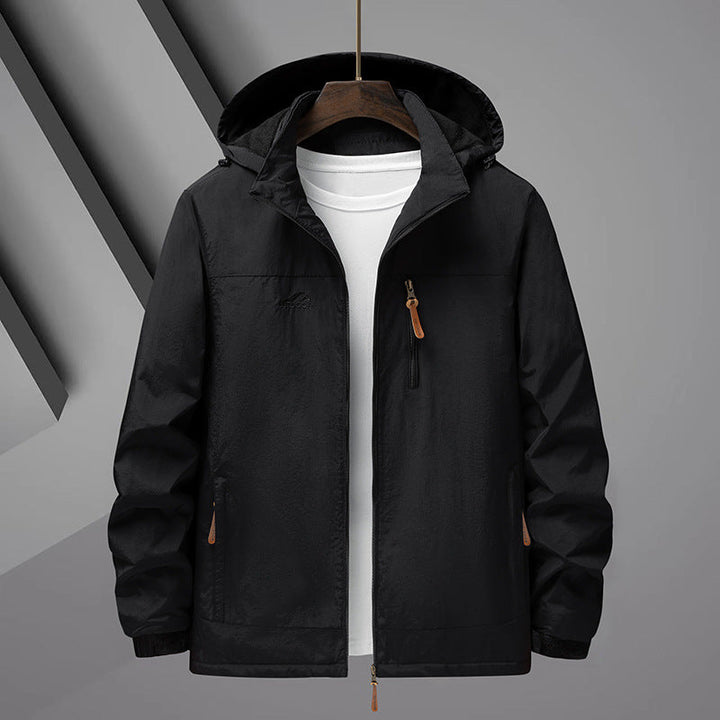 Męski Lekki Rain Kurtka z Kaptur i Wodoodporny Microfiber Zewnętrzny Zewnętrzna warstwa