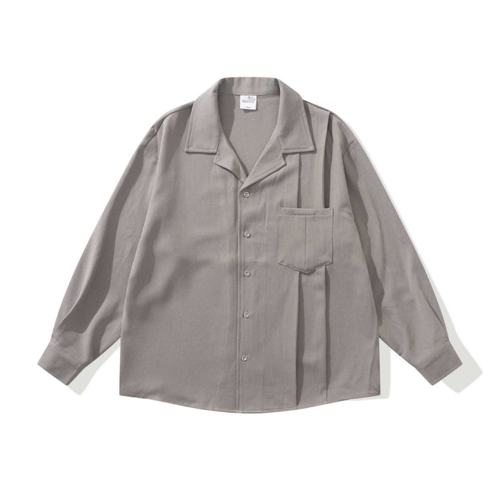Unisex Oversize Kurtka koszulowa z Open Notch Kołnierz i Klatka piersiowa Kieszeń