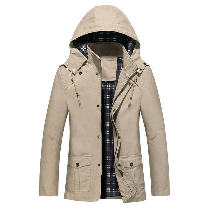 Męska Lekka Z kapturem Parka z W kratę Podszewka i Multi-Functional Kieszenie