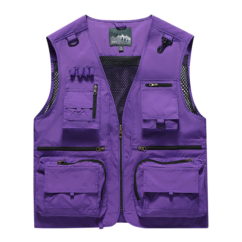 Męska Multifunctional outdoorowy utility kamizelka z numerous zamkiem kieszeniami, D-rwg i carabwer