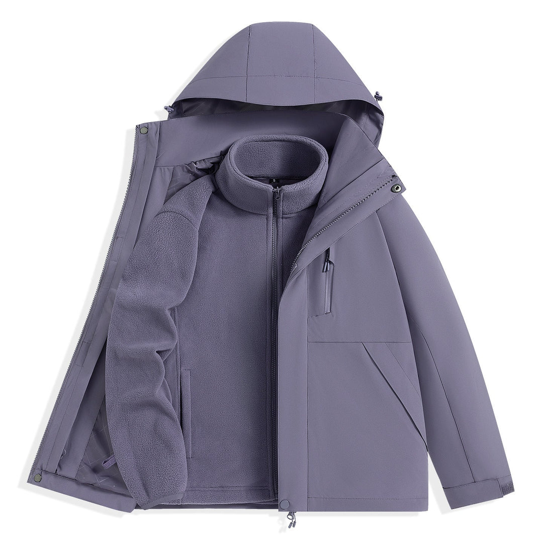 Męska two-warstwa outdoorowy parka z removable fleece wner kurtka i kapturem