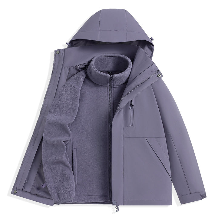 Męska two-warstwa outdoorowy parka z removable fleece wner kurtka i kapturem