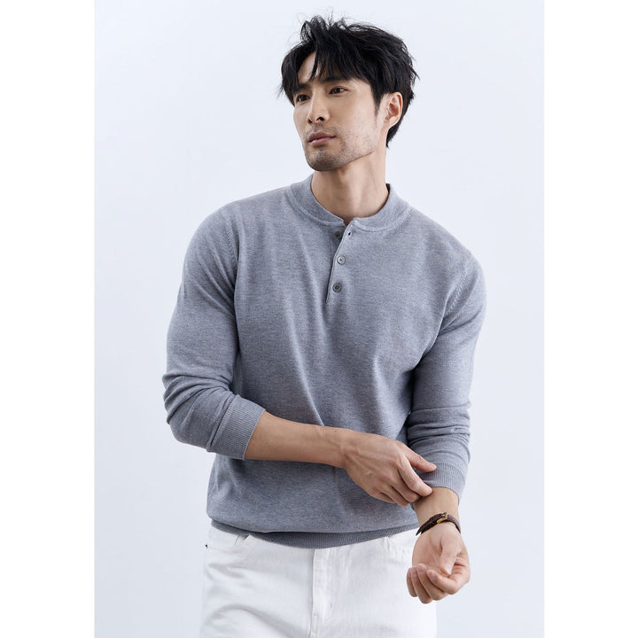 Męska Stylowy Długa Rękaw Henley Sweter