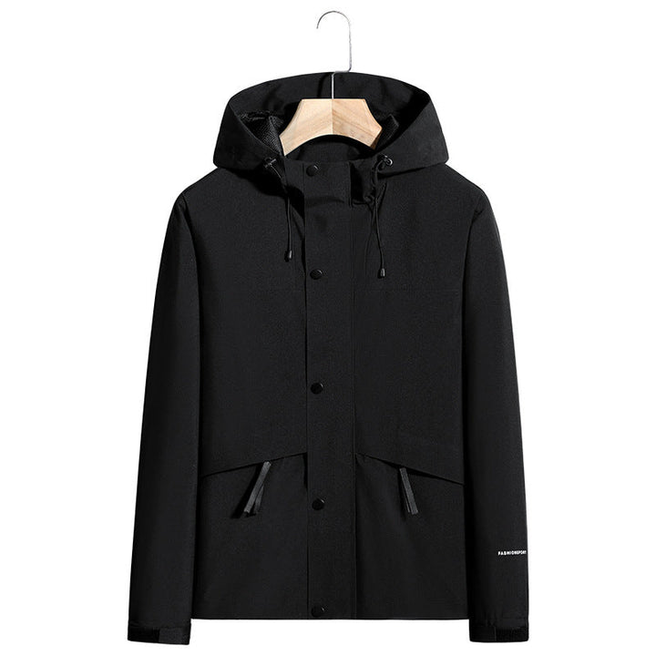 Męska lekka wodoodporny kapturemed softshell kurtka z ukryty Press Stud listwa i ściągaczem