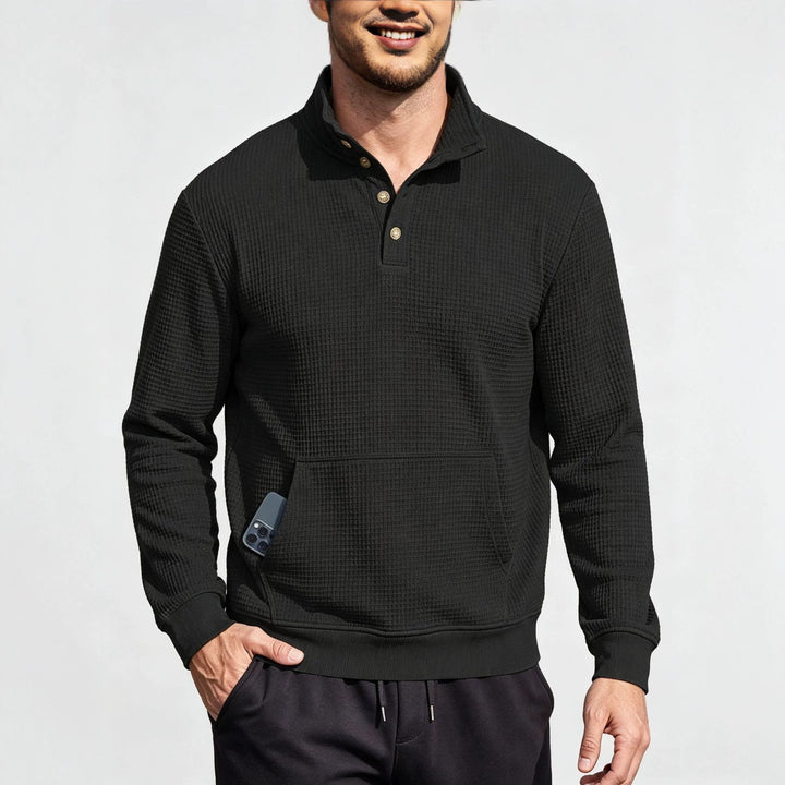 Męska Moda Sport Sweter z Listwa guzikowa