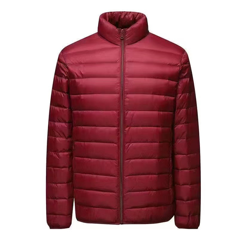 Męska ultra-lekka packable micro pikowana kurtka z stójką, ocieplana wsulation i wwd-resistant shell