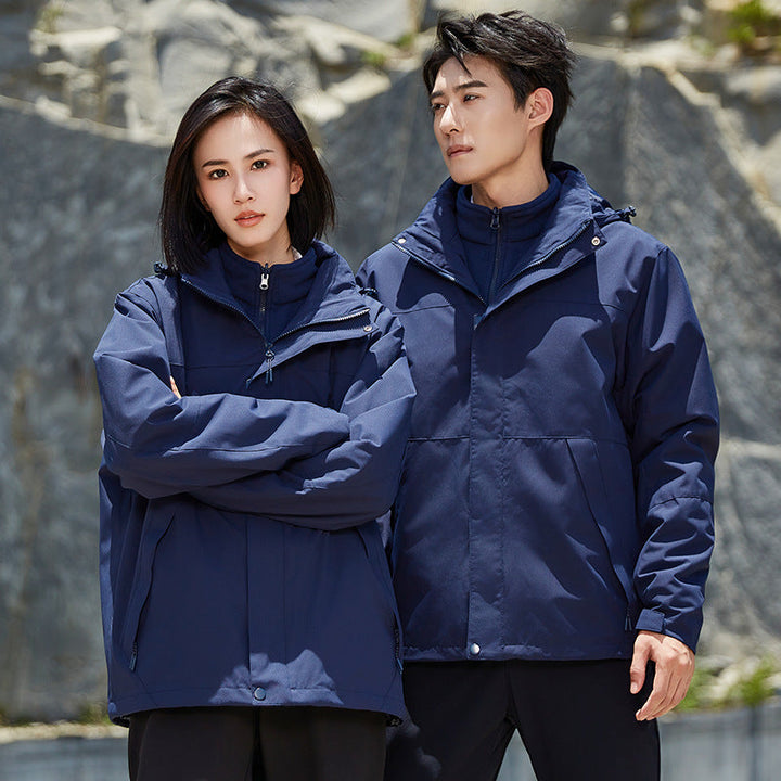 Unisex two-layer wodoodporna outdoor kurtka z kapturem i color block design Lumaza
