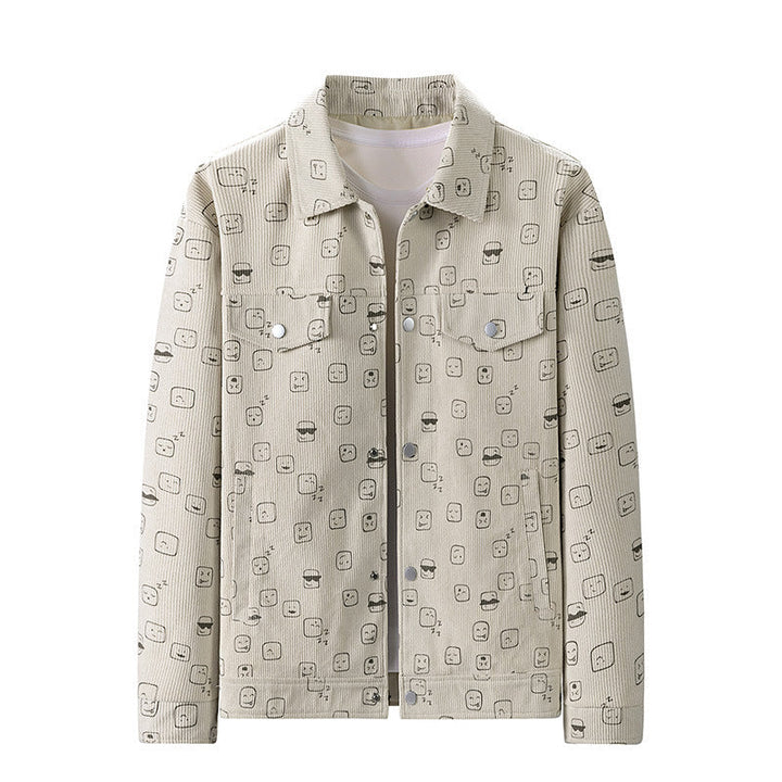 Kurtka sztruksowa męska z naszywanymi kieszeniami, o wygodnym kroju - na co dzień