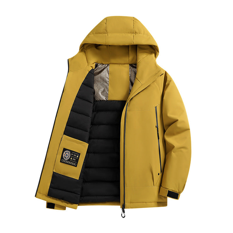 Męska ocieplana softshell parka z Technical kapturem, wiatroszczelna zewnętrzny Shell i wner kieszeniami