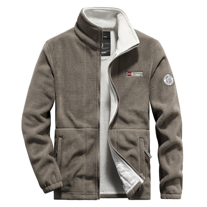 Męski polar outdoorowy kurtka z wysoki kołnierz, full-length zamek i oddychający microfleece podszewka