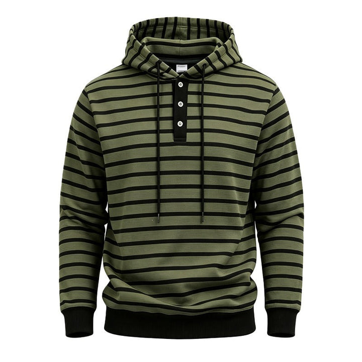Męska z kapturem sweter z Listwa guzikowa i trendy stripe Wzór