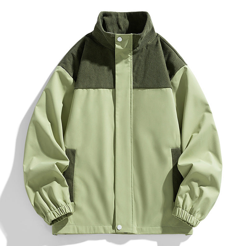 Damska oversize Transitional kurtka z Cord Trim i stójka kołnierzem Lumaza