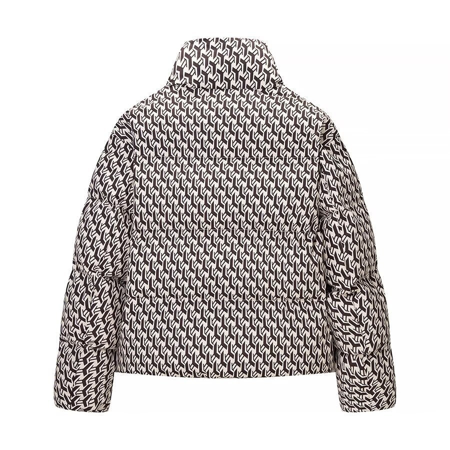 Damska pikowana kurtka z wysokim kołnierzem i graphic jacquard pattern Lumaza