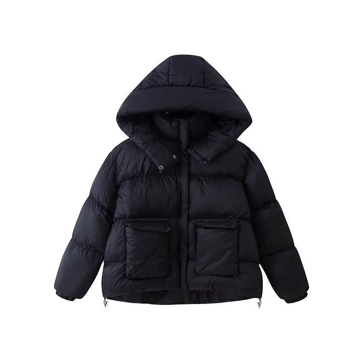 Damska pikowana oversize Parka z XXL Hood i klapką kieszeniami Lumaza