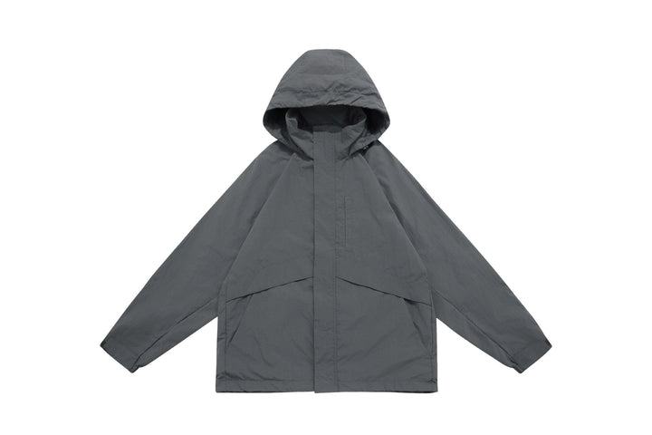 Unisex Szeroki wodoodporna z kapturem parka z ukryty zamek flap i kieszenie z klapkami
