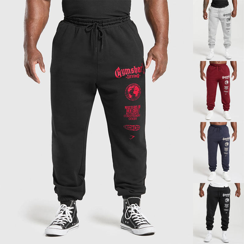 Męska tapered bawełna polar sweatpants z elastyczny ściągacz waistband, prążkowany nogawka otwory, i large logo print