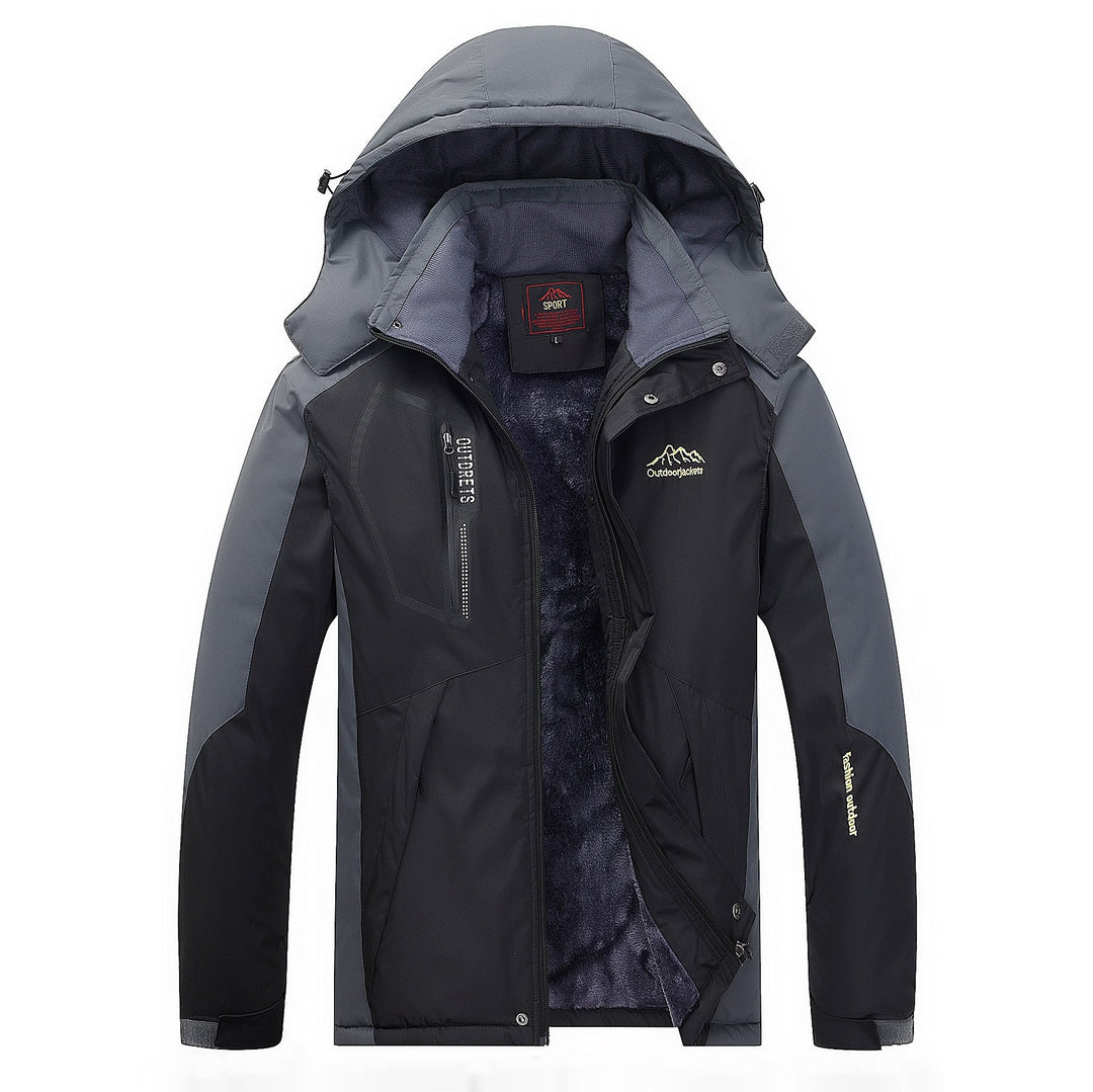 Męski wodoodporny outdoorowy kurtka z polar teddy podszewka, regulowany kaptur, i multifunction kieszenie