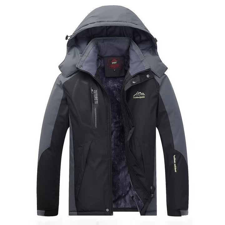 Męski wodoodporny outdoorowy kurtka z polar teddy podszewka, regulowany kaptur, i multifunction kieszenie