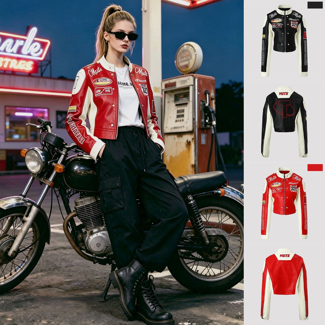 Damska Racer Biker kurtka in Retro Motorsport Look Lumaza