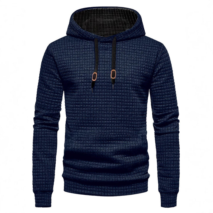 Męska pikowana bluza z kapturem z rectangular quilting, ściągacz i prążkowane mankiety