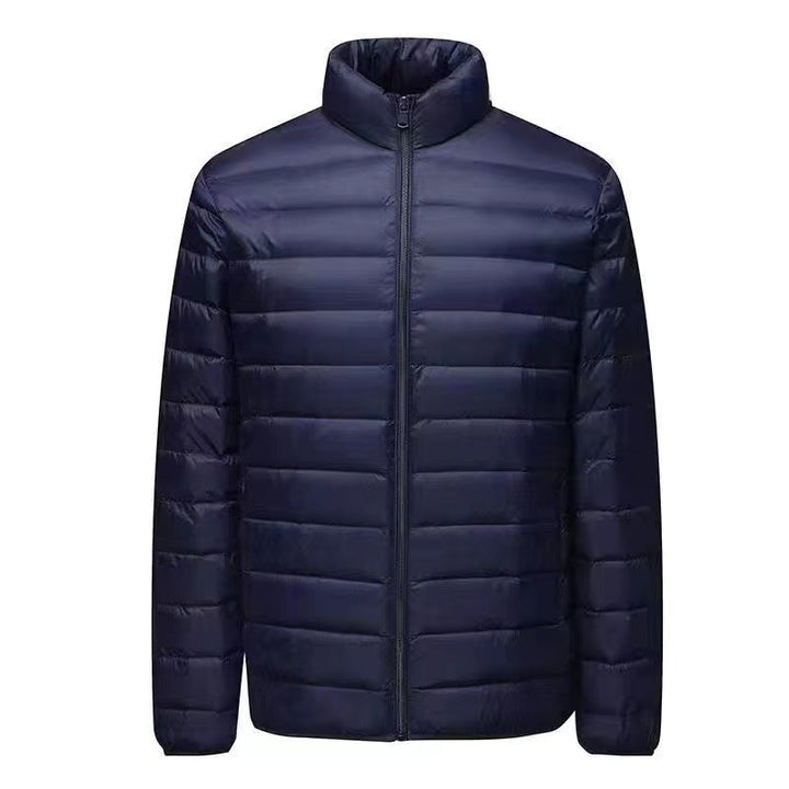 Męska ultra-lekka packable micro pikowana kurtka z stójką, ocieplana wsulation i wwd-resistant shell