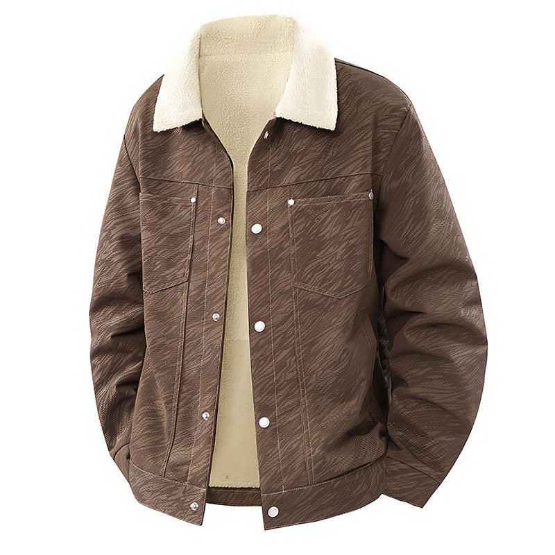 Męski Casual Sherpa-Lined Trucker Kurtka z Kołnierz z imitacji futra