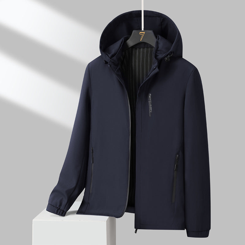 Męska Mwimalistic kapturemed softshell kurtka z Sealed zamkiems i elastycznymi mankietami