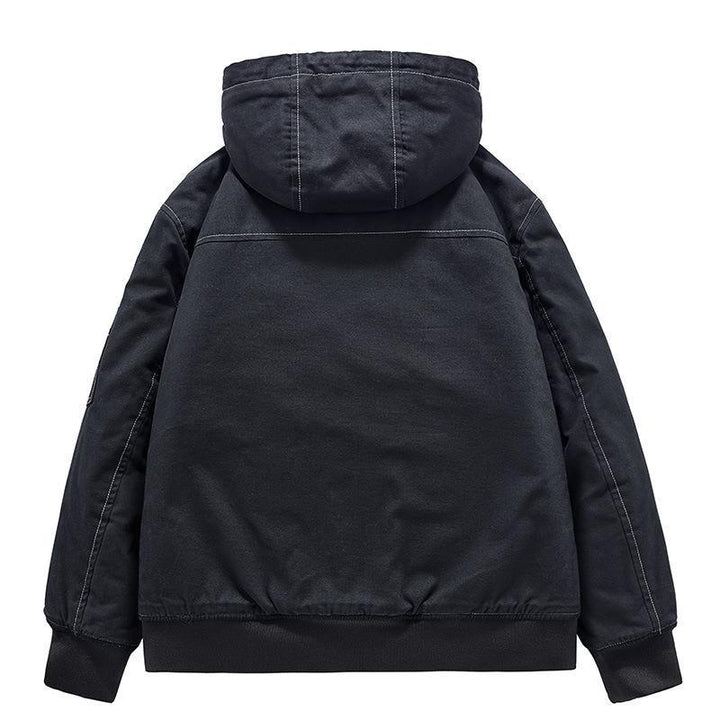 Męska Canvas Bluza z kapturem z Sherpa Podszewka, Utility Kieszenie i Prążkowane mankiety