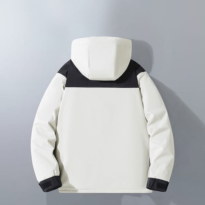 Męska wodoodporny Wwter parka z kapturem, termiczny wsulation i Contrastwg Shoulder Panels