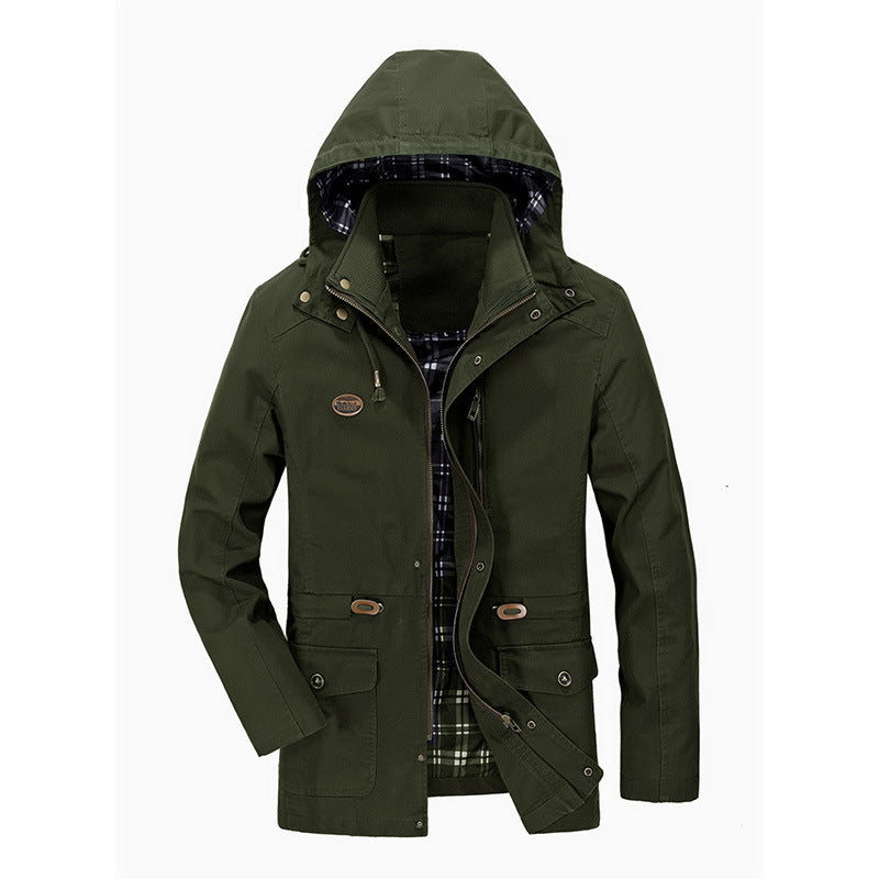 Męski Miejski Transitional Parka z Checked Podszewka, Ukryty Zamek, i Multi-funkcjonalny Kieszenie
