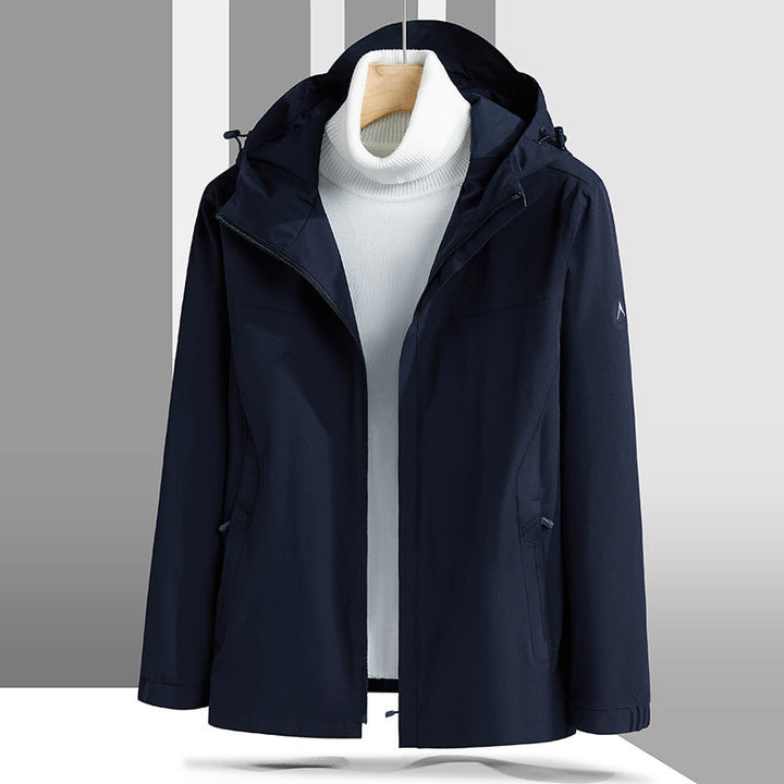 Męski Lekki Technical Kurtka softshell z Regulowany Kaptur i Minimalist Athletic Krój