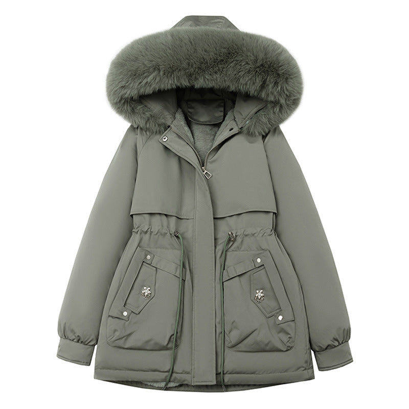 Parka damska ze sztucznym futrem lekka zimowa