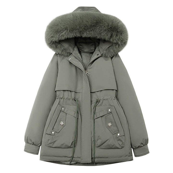 Parka damska ze sztucznym futrem lekka zimowa