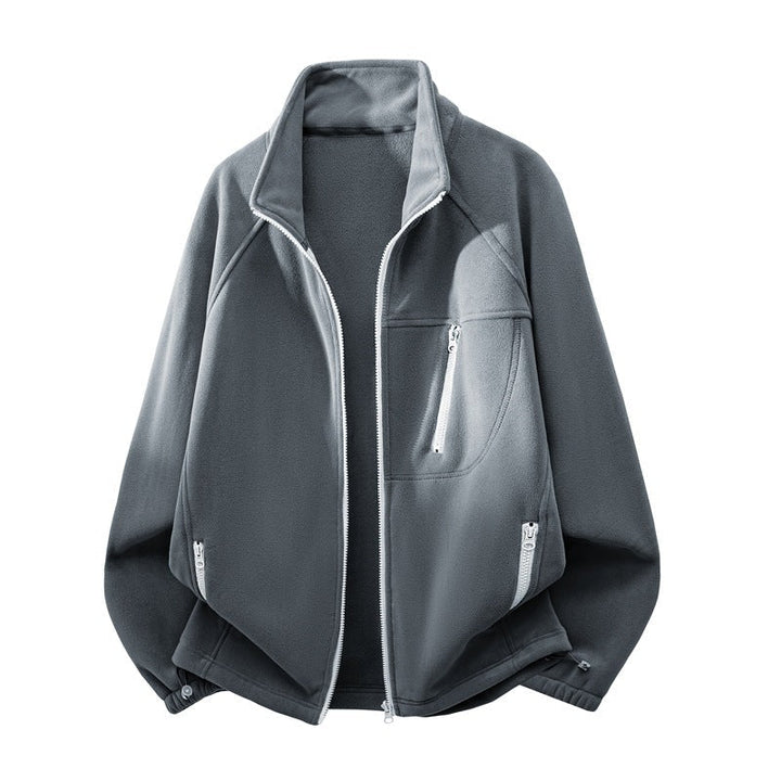 Kurtka męska polarowa z wysoki stójką, multiple zamkiem kieszeniami, i ergonomic raglan krój