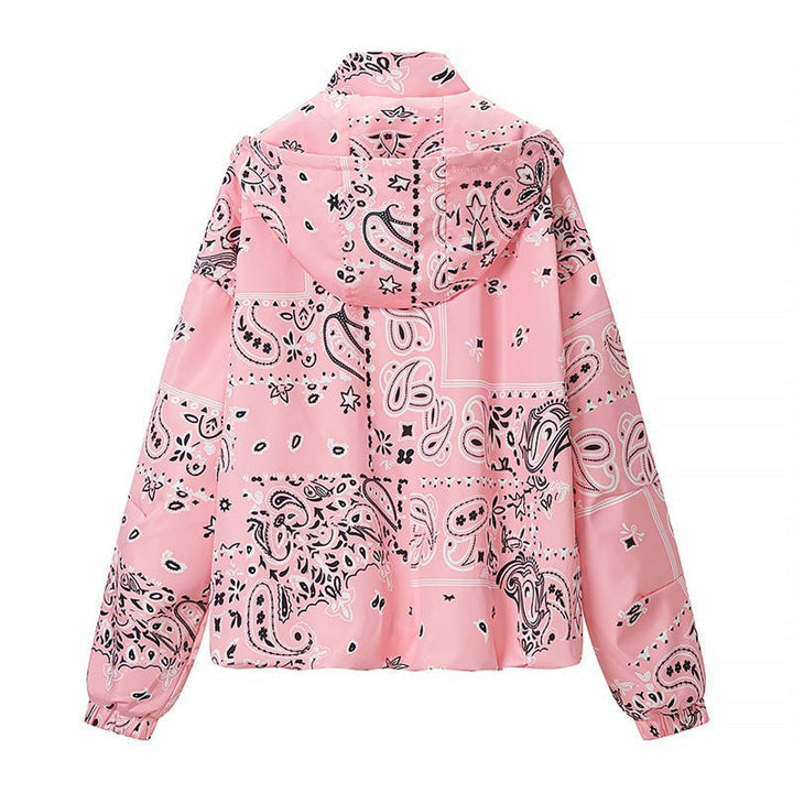 Damska z nadrukiem lekka z kapturem Windbreaker in Bandana/Paisley Pattern Lumaza