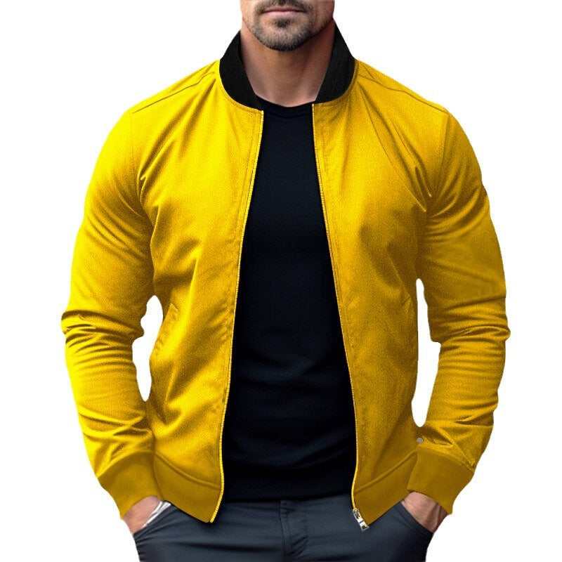 Męska sporty-elegant sweat kurtka w bomber Styl z kontrastowy Kołnierz i dwukierunkowy zamek