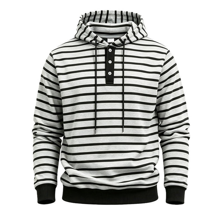 Męska z kapturem sweter z Listwa guzikowa i trendy stripe Wzór