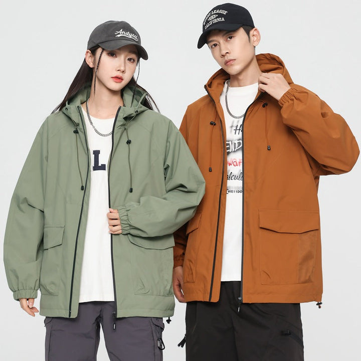 Damska oversize Windbreaker kurtka z kapturem i Cargo kieszeniami Lumaza