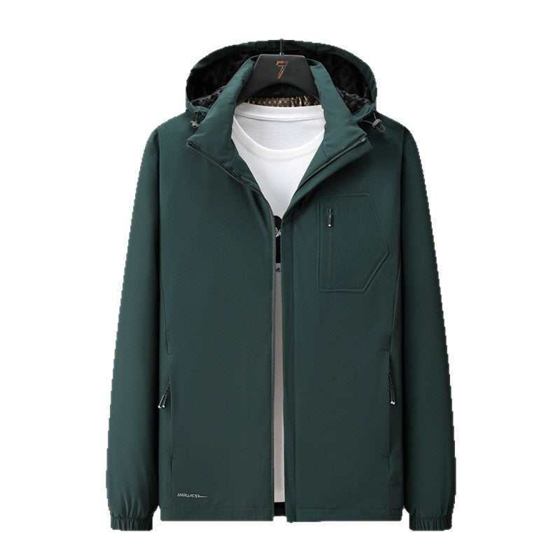 Męska miejski Mwimalist softshell bluza z kapturem kurtka z ukrytym zamkiems i elastycznym dołem