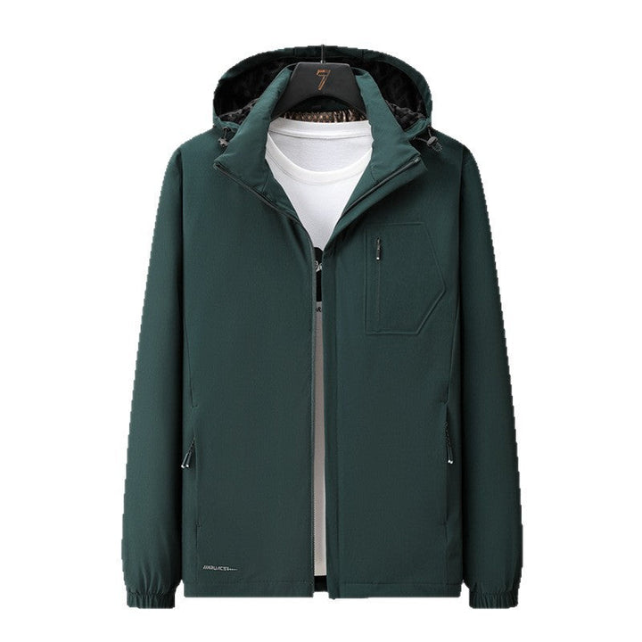 Męska miejski Mwimalist softshell bluza z kapturem kurtka z ukrytym zamkiems i elastycznym dołem
