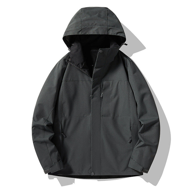 Męska mwimalist technical kapturemed softshell kurtka z matte fwish i ukrytym zamkiems
