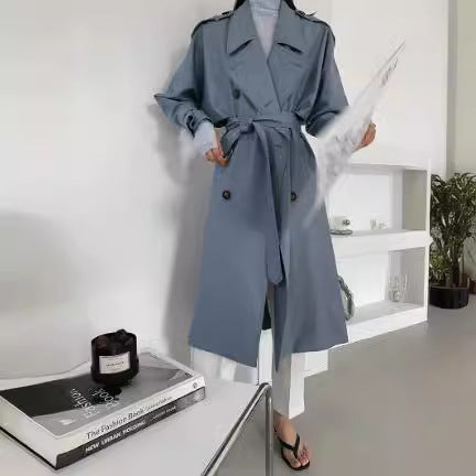 Damska Fashionable imitacja skóry trencz Lumaza