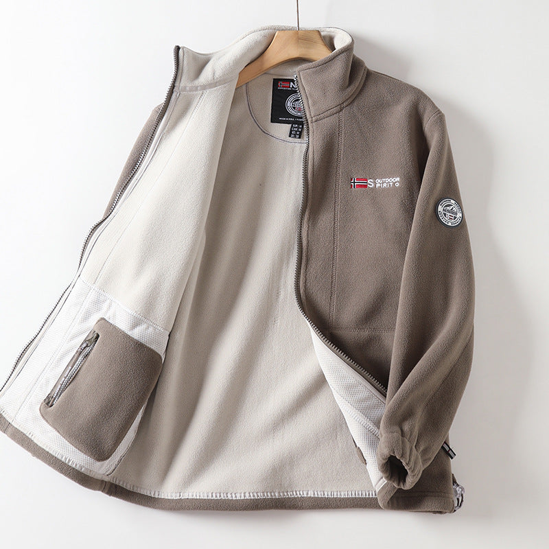 Męski microfleece pikowany kurtka z kołnierz ze stójką, elastyczne mankiety i ukryty side kieszenie